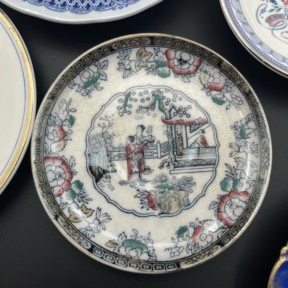 Mixed‎ Blue White China Lot 12 Pcs Kinkade Chateau Frontenac Queen Mother Imari
